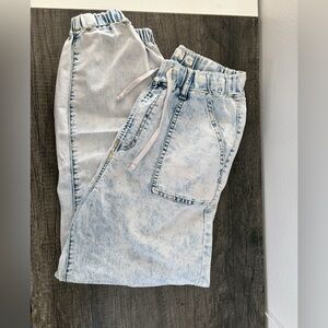 Light Wash Acid Wash Jean Jogger Pants